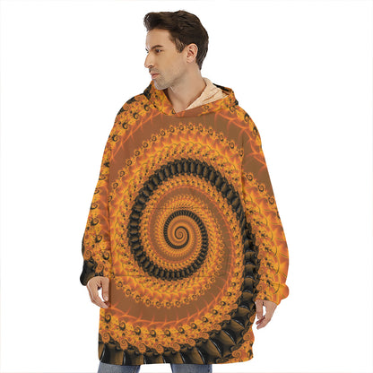 Spiral Fractal Print Hoodie Blanket
