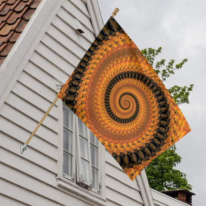 Spiral Fractal Print House Flag