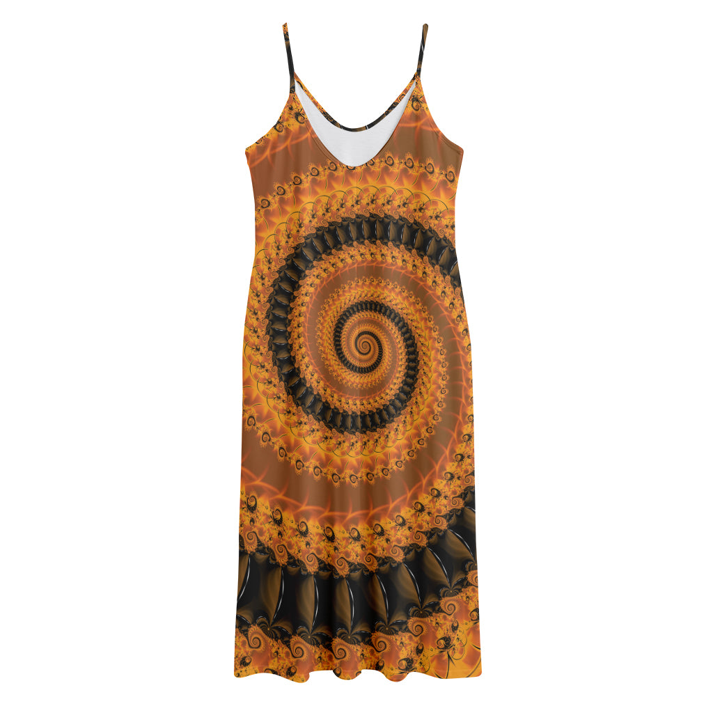 Spiral Fractal Print Jersey Midi Cami Dress