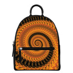 Spiral Fractal Print Leather Backpack