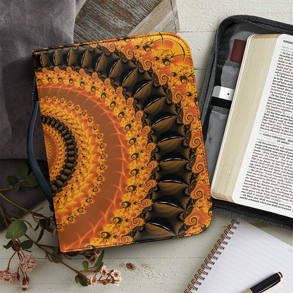 Spiral Fractal Print Leather Bible Cover