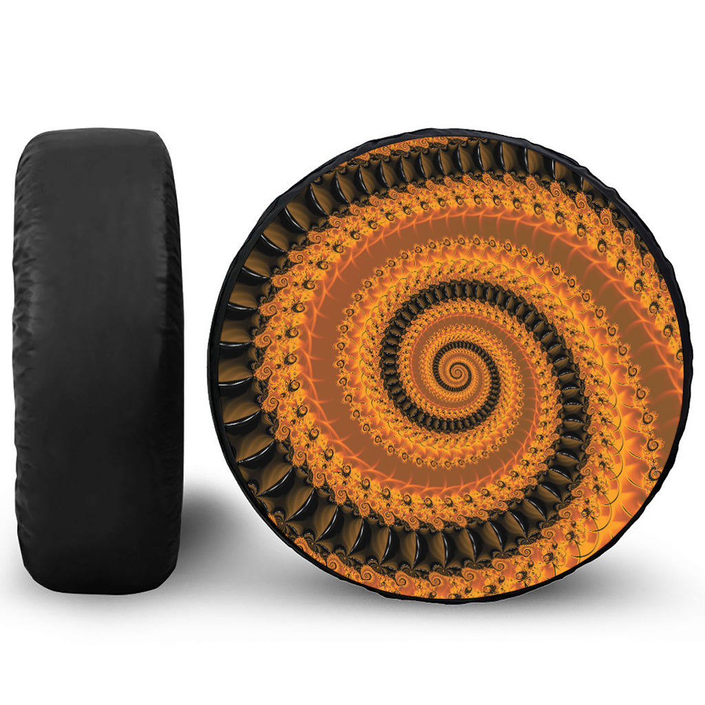 Spiral Fractal Print Leather Spare Tire Cover