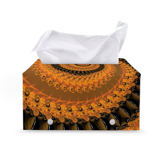 Spiral Fractal Print Leather Tissue Box Cover