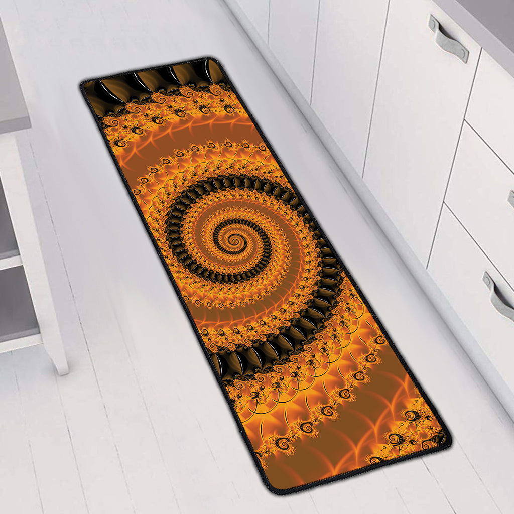 Spiral Fractal Print Long Kitchen Mat