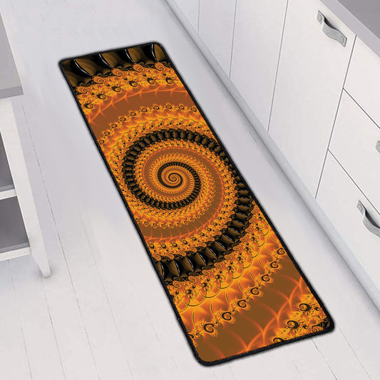 Spiral Fractal Print Long Kitchen Mat