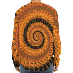 Spiral Fractal Print Long Sleeve Baseball Jersey