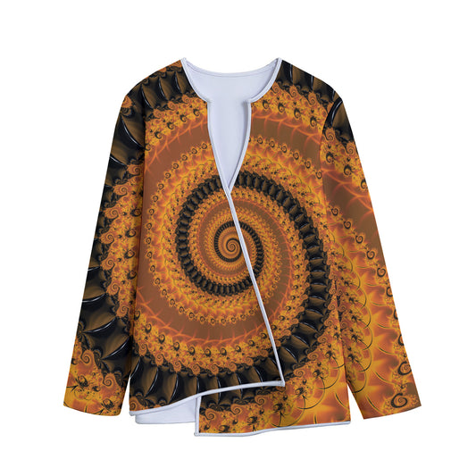 Spiral Fractal Print Long Sleeve Short Coat