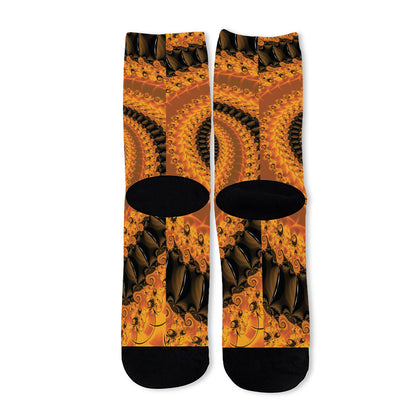 Spiral Fractal Print Long Socks
