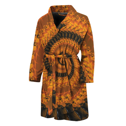 Spiral Fractal Print Men's Bathrobe