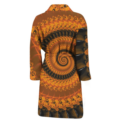 Spiral Fractal Print Men's Bathrobe