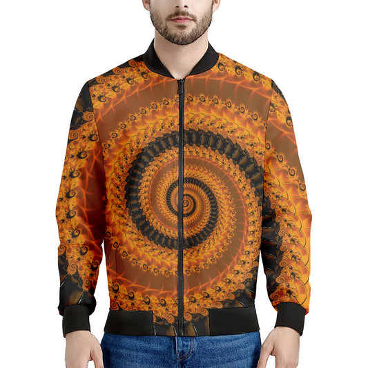 Spiral Fractal Print Men's Bomber Jacket