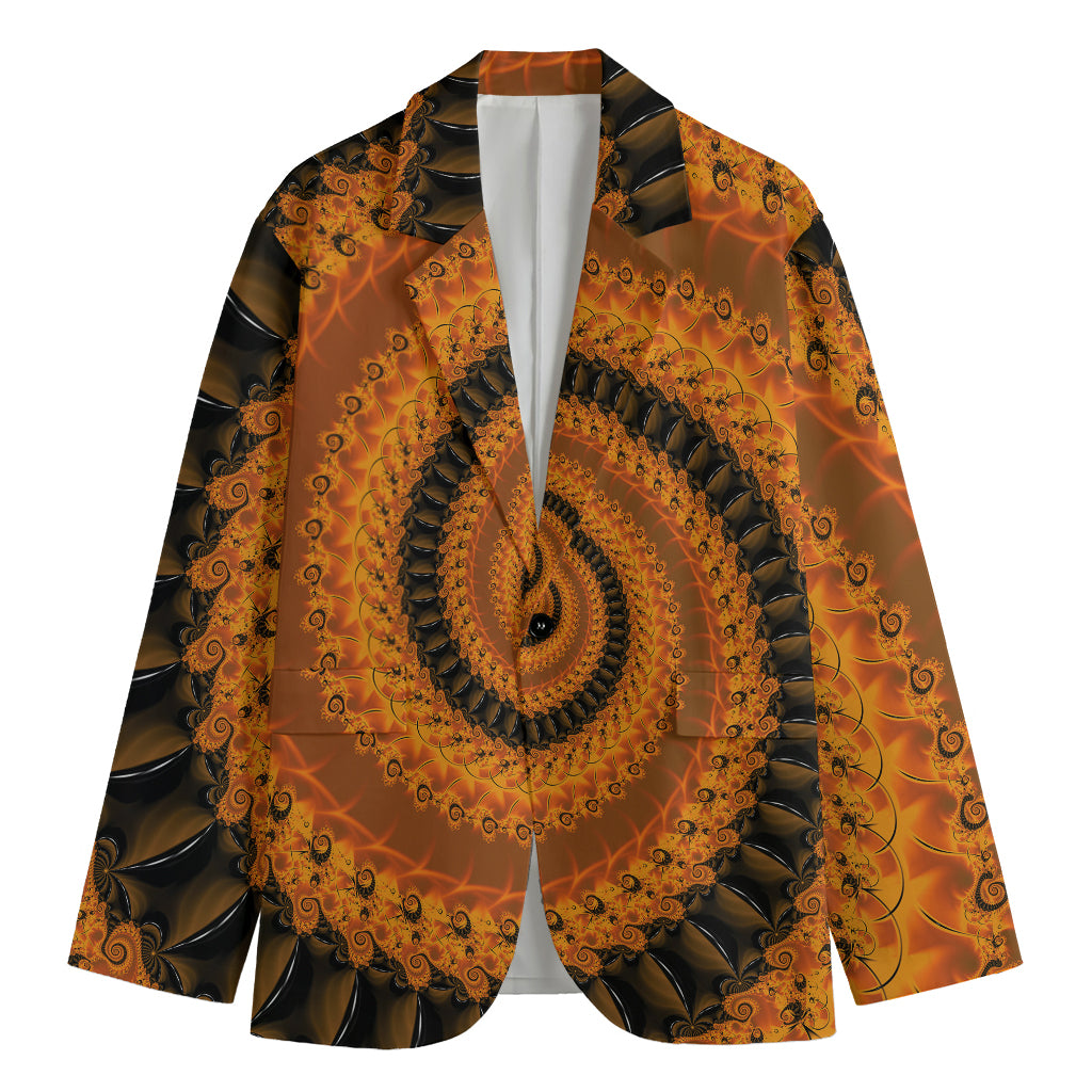 Spiral Fractal Print Men's Cotton Blazer