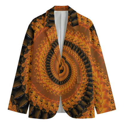 Spiral Fractal Print Men's Cotton Blazer