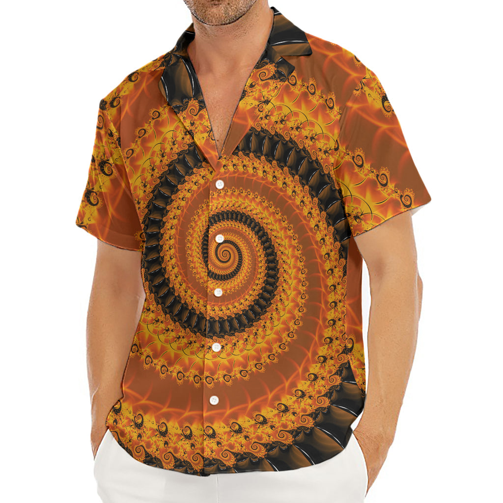 Spiral Fractal Print Men's Deep V-Neck Shirt
