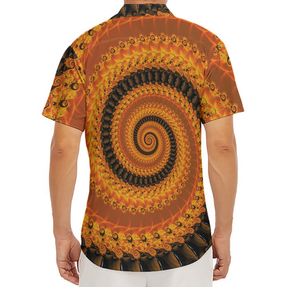 Spiral Fractal Print Men's Deep V-Neck Shirt