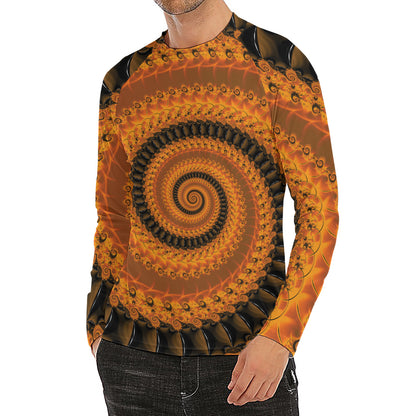 Spiral Fractal Print Men's Long Sleeve Rash Guard