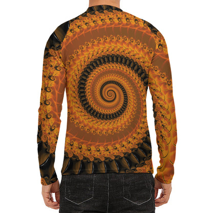 Spiral Fractal Print Men's Long Sleeve Rash Guard
