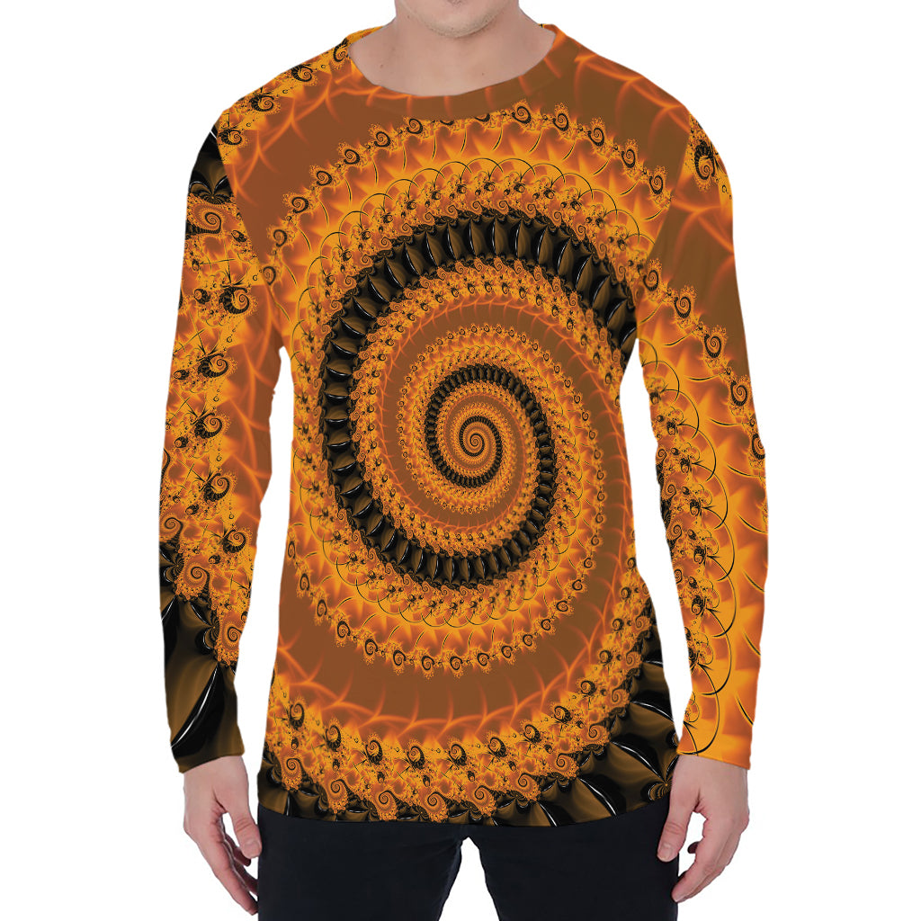 Spiral Fractal Print Men's Long Sleeve T-Shirt