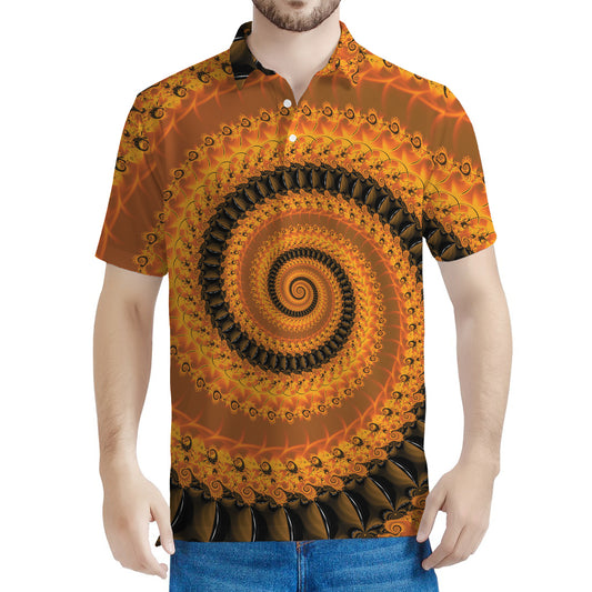 Spiral Fractal Print Men's Polo Shirt