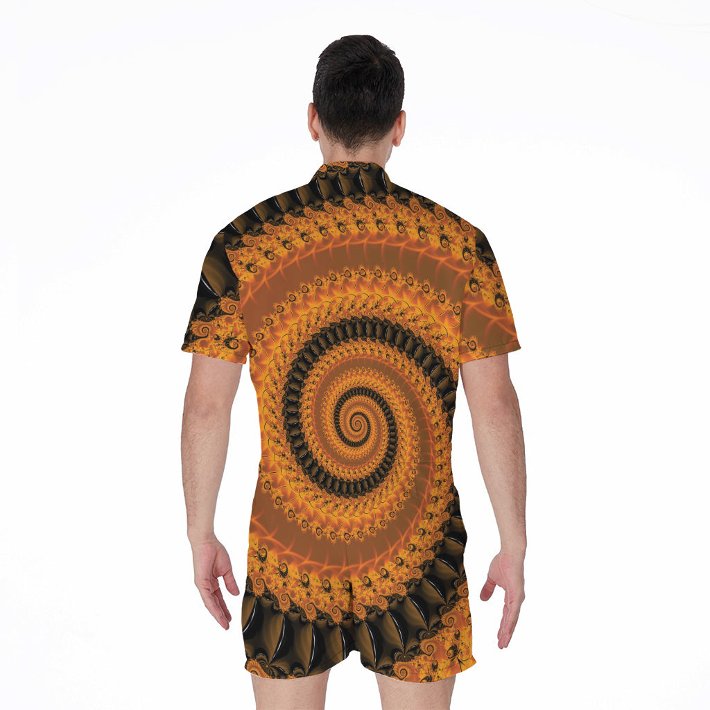 Spiral Fractal Print Men's Rompers