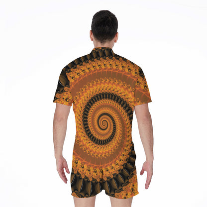 Spiral Fractal Print Men's Rompers