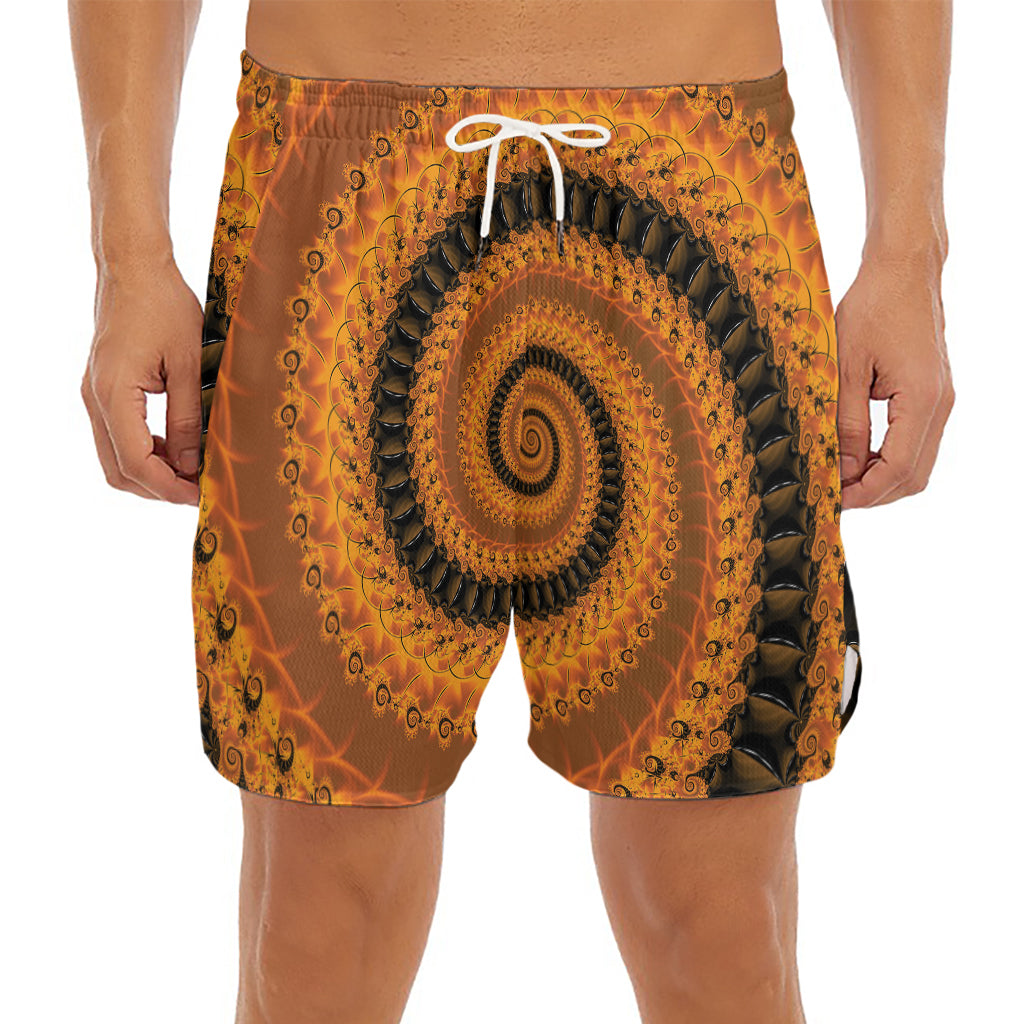 Spiral Fractal Print Men's Split Running Shorts