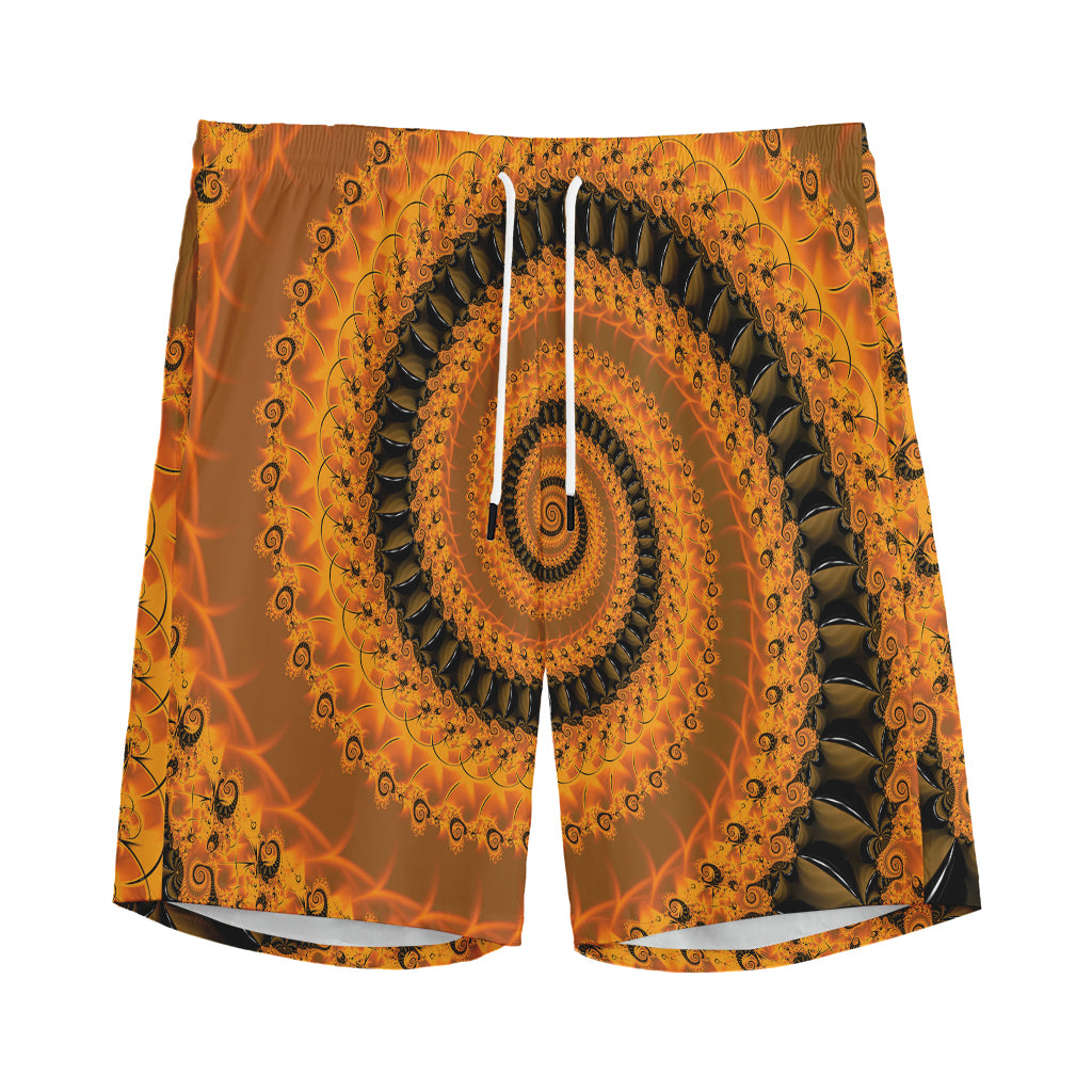 Spiral Fractal Print Men's Sports Shorts