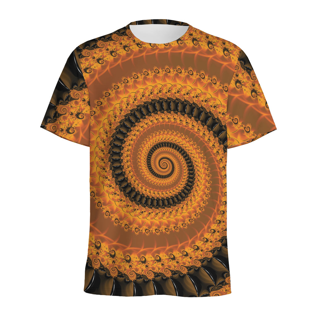 Spiral Fractal Print Men's Sports T-Shirt