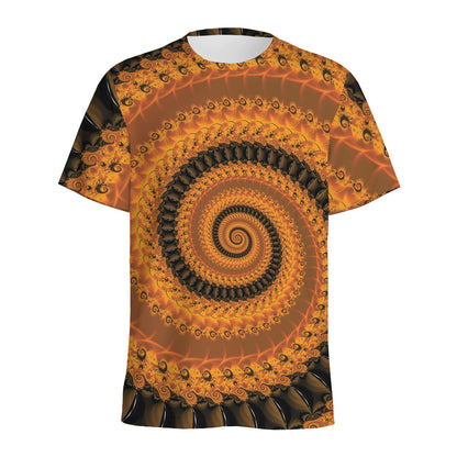 Spiral Fractal Print Men's Sports T-Shirt