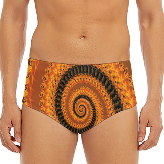 Spiral Fractal Print Men's Triangle Swim Briefs