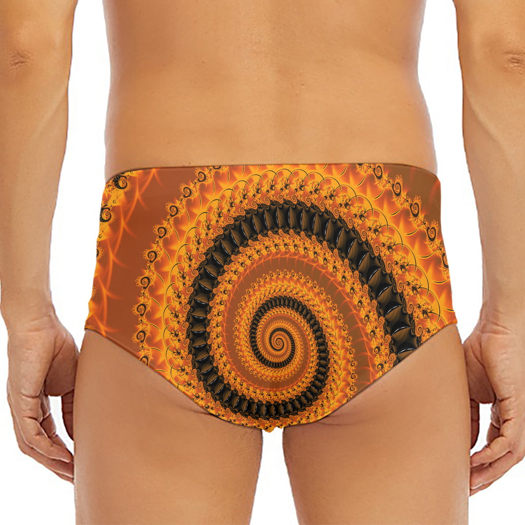 Spiral Fractal Print Men's Triangle Swim Briefs