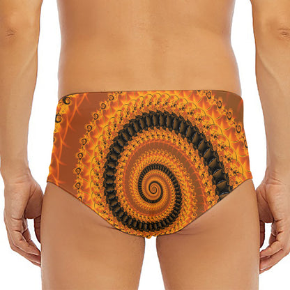 Spiral Fractal Print Men's Triangle Swim Briefs