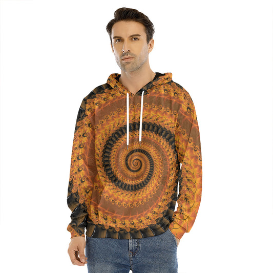 Spiral Fractal Print Men's Velvet Pullover Hoodie