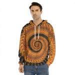 Spiral Fractal Print Men's Velvet Pullover Hoodie
