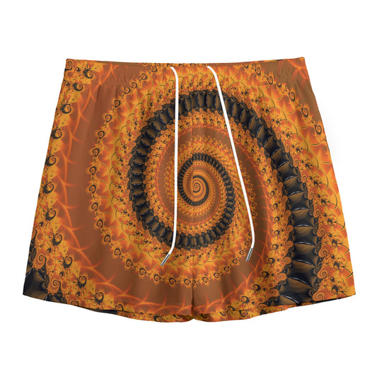 Spiral Fractal Print Mesh Shorts