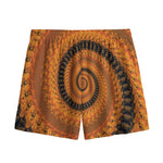 Spiral Fractal Print Mesh Shorts