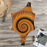 Spiral Fractal Print One Shoulder Bodysuit