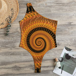 Spiral Fractal Print One Shoulder Bodysuit