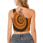 Spiral Fractal Print One Shoulder Crop Top
