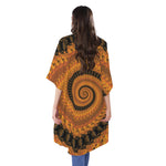 Spiral Fractal Print Open Front Beach Cover Up