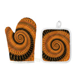 Spiral Fractal Print Oven Mitt And Pot Holder Set