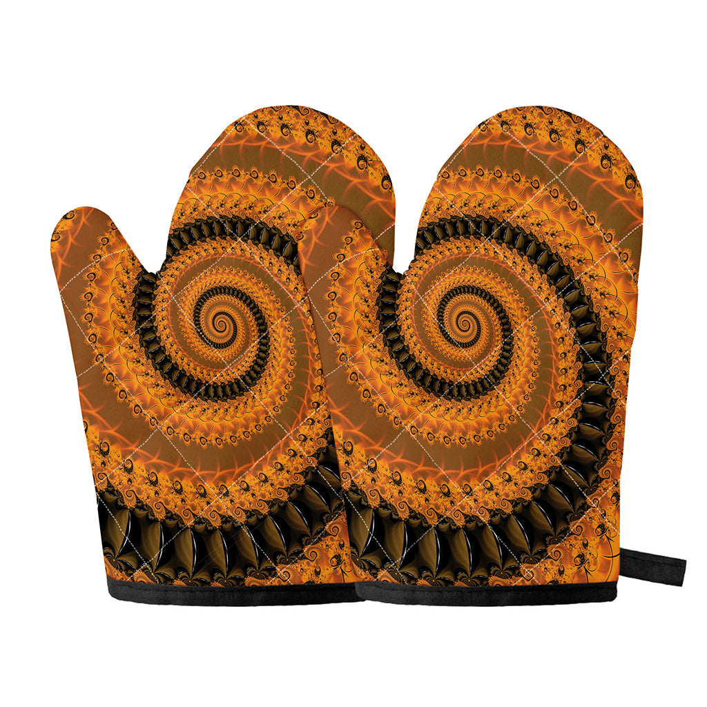 Spiral Fractal Print Oven Mitts