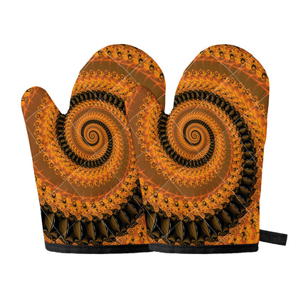 Spiral Fractal Print Oven Mitts