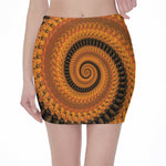 Spiral Fractal Print Pencil Mini Skirt