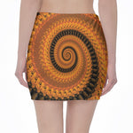 Spiral Fractal Print Pencil Mini Skirt