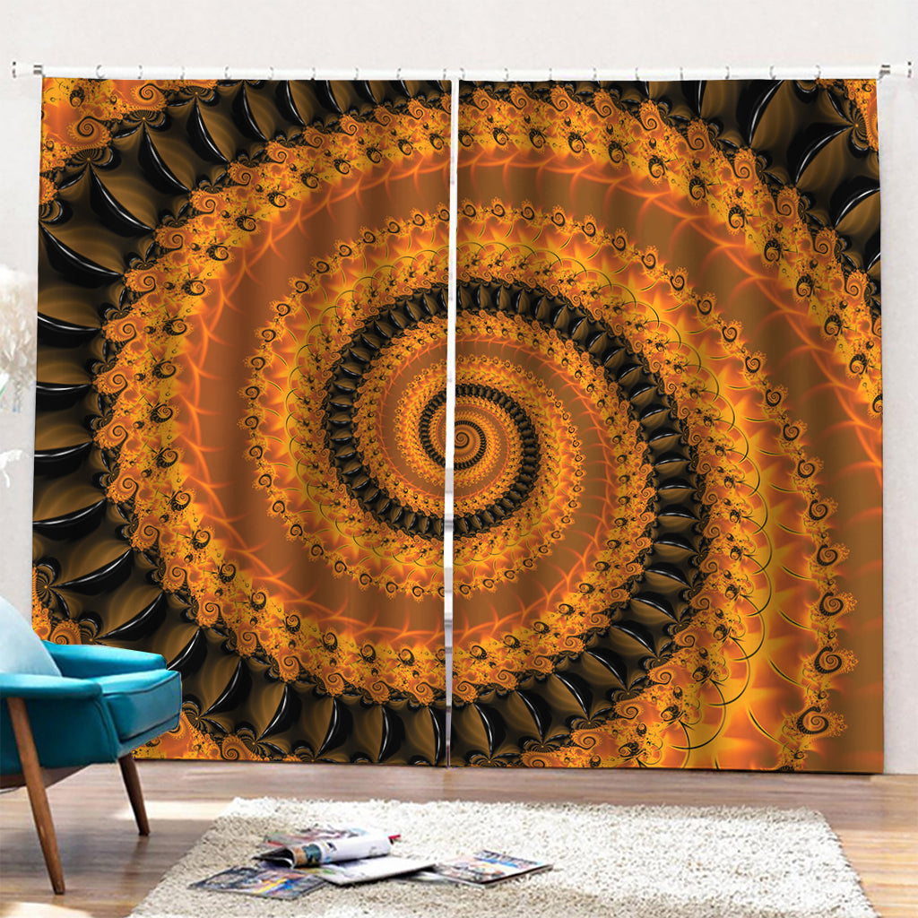 Spiral Fractal Print Pencil Pleat Curtains