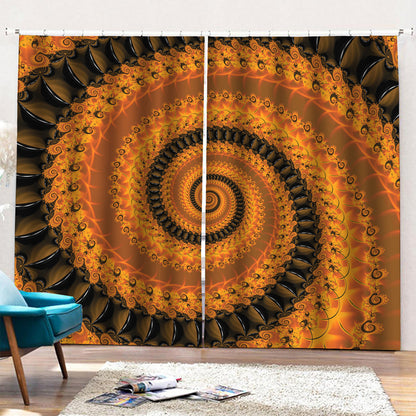 Spiral Fractal Print Pencil Pleat Curtains