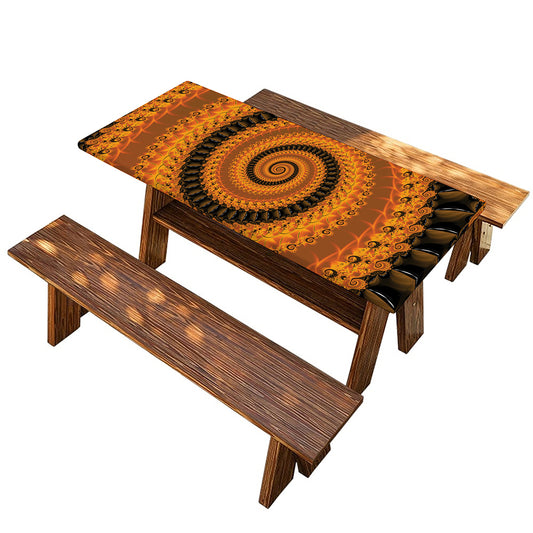 Spiral Fractal Print Picnic Table Cover