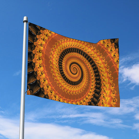 Spiral Fractal Print Polyester Flag
