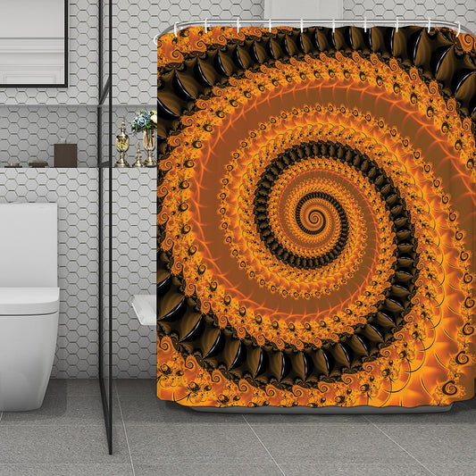 Spiral Fractal Print Polyester Shower Curtain